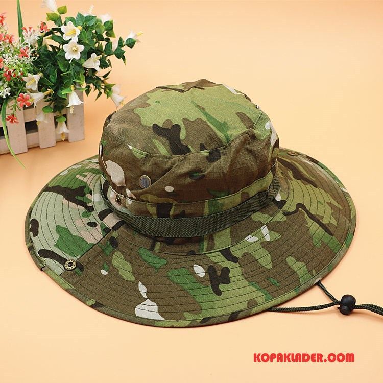 Herr Mössor Hattar Köpa Solhatt Sommar Fiskehatt Män Stor Camouflage Army Grön