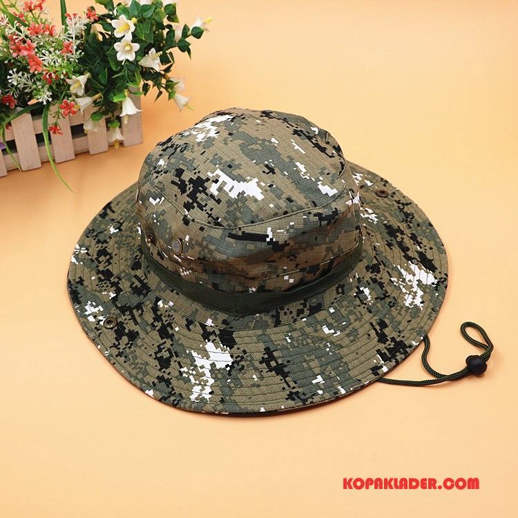 Herr Mössor Hattar Köpa Solhatt Sommar Fiskehatt Män Stor Camouflage Army Grön