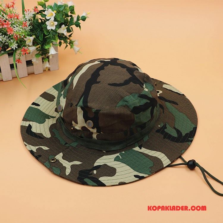 Herr Mössor Hattar Köpa Solhatt Sommar Fiskehatt Män Stor Camouflage Army Grön