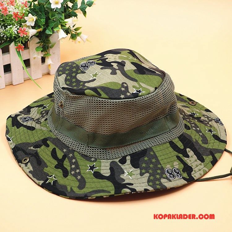 Herr Mössor Hattar Köpa Solhatt Sommar Fiskehatt Män Stor Camouflage Army Grön