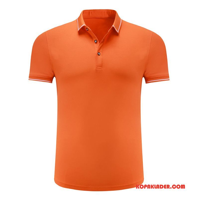 Herr Pikétröja Köpa Män Slim Fit Sommar Mode Ungdom Orange Röd