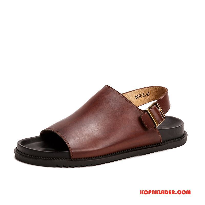 Herr Sandaler Billig Trend Glidskydds Tofflor Sommar 2018 Brun