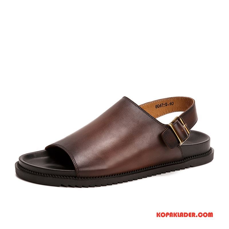 Herr Sandaler Billig Trend Glidskydds Tofflor Sommar 2018 Brun