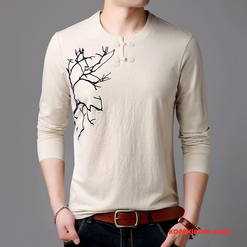 Herr T-shirts Billigt Kinesisk Stil Bottenskjorta Höst Män Vår Grön