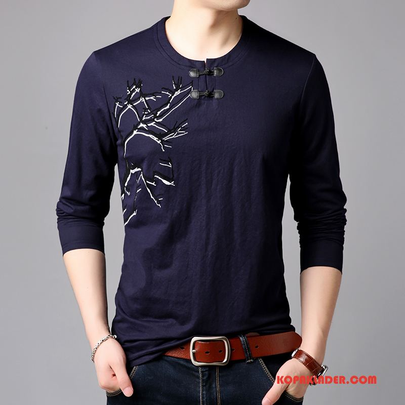 Herr T-shirts Billigt Kinesisk Stil Bottenskjorta Höst Män Vår Grön