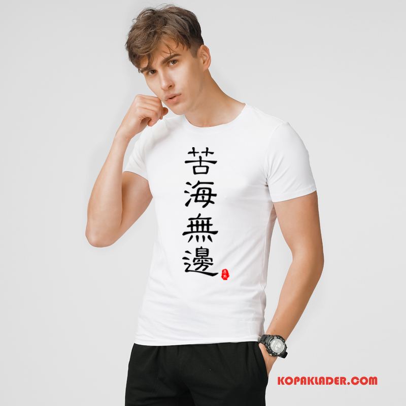 Herr T-shirts Billigt Ny Trend Mode Män Kortärmad Vinröd