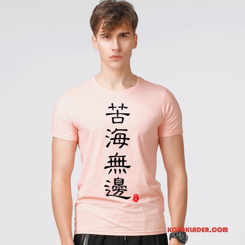 Herr T-shirts Billigt Ny Trend Mode Män Kortärmad Vinröd