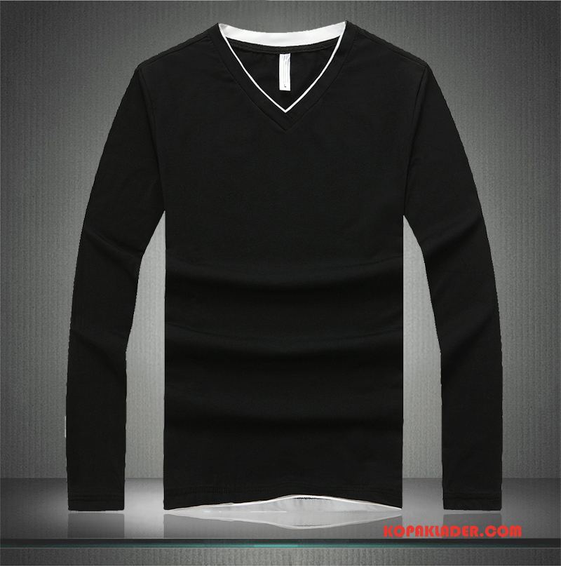 Herr T-shirts Billigt Slim Fit Vinter Långärmad Bottenskjorta Mode Vit