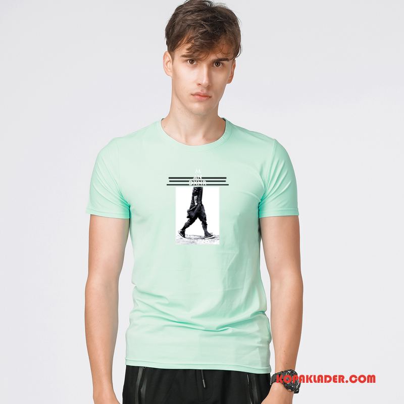 Herr T-shirts Billigt Vår Mode Ny Män Kortärmad Grön
