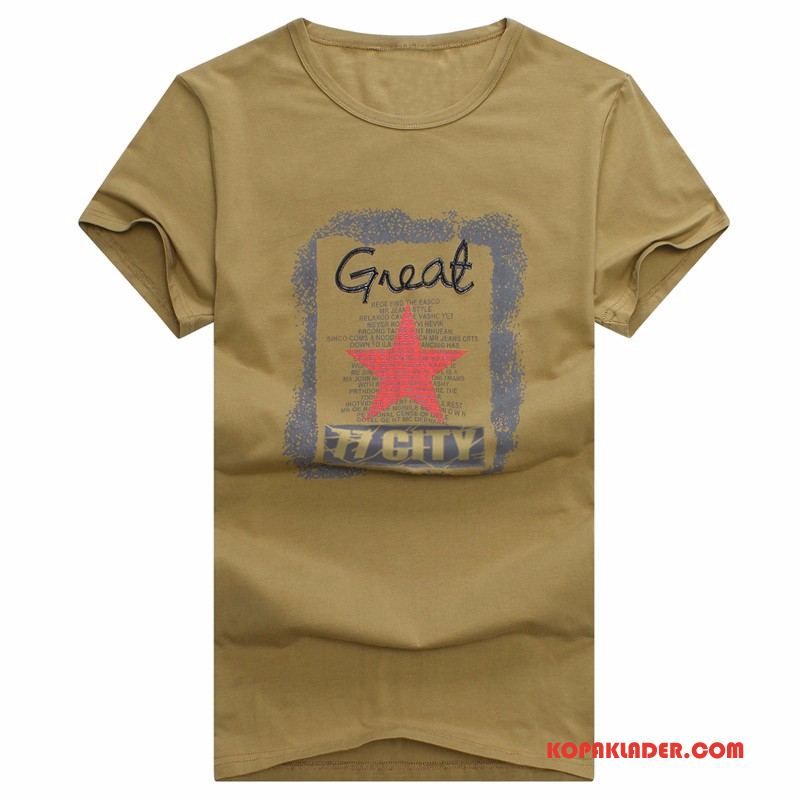Herr T-shirts Köpa Mode Sommar Kortärmad Casual Män Army Grön