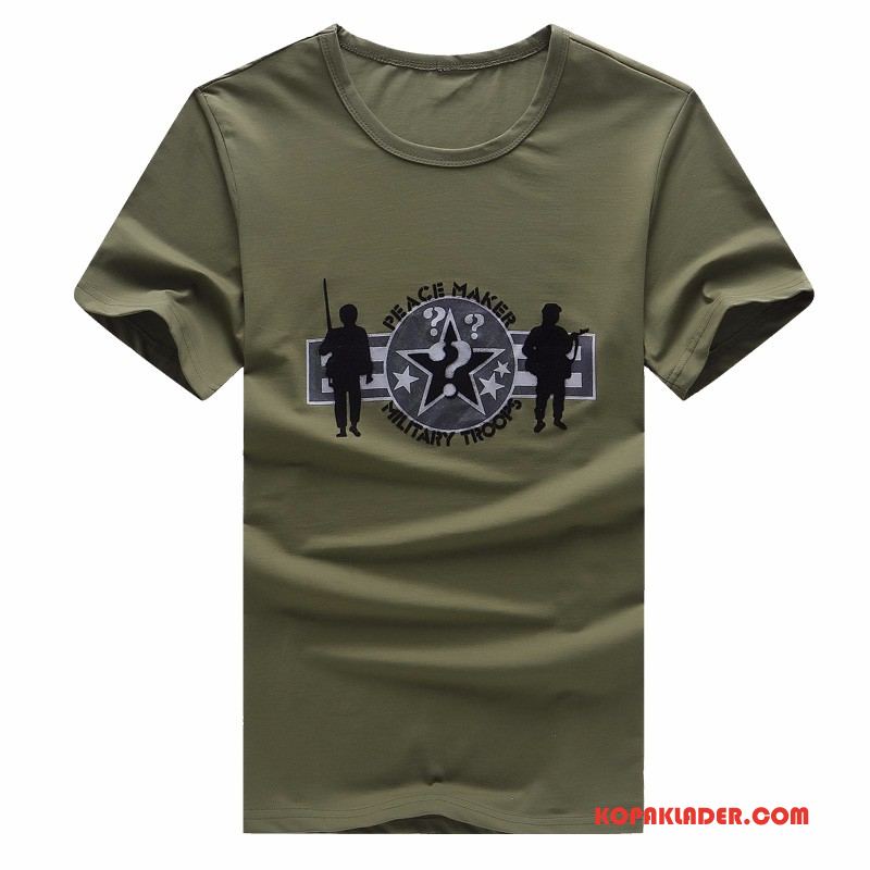 Herr T-shirts Köpa Mode Sommar Kortärmad Casual Män Army Grön