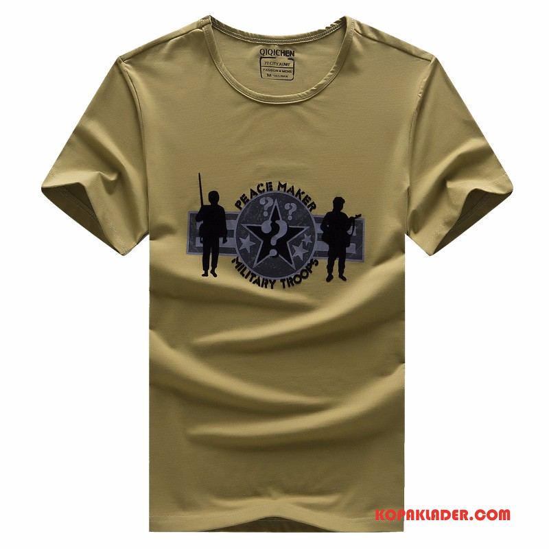 Herr T-shirts Köpa Mode Sommar Kortärmad Casual Män Army Grön