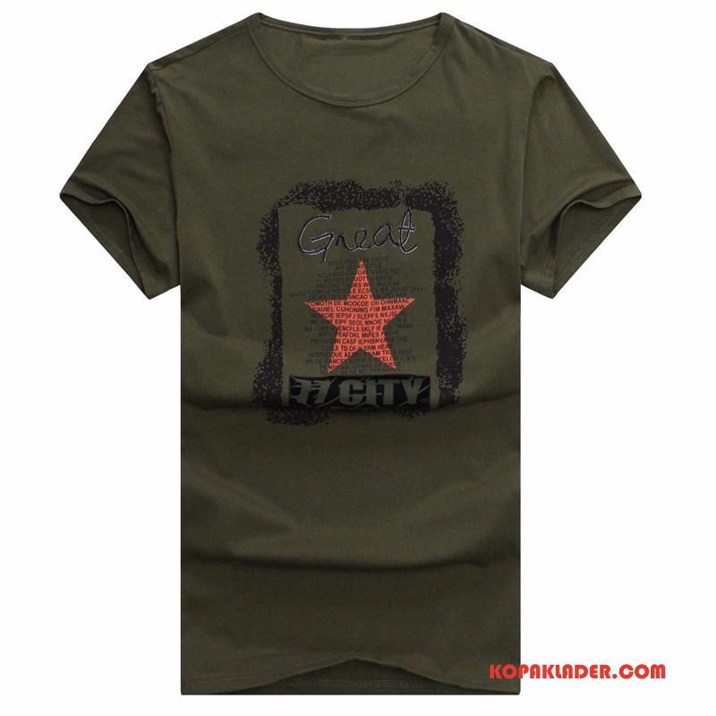 Herr T-shirts Köpa Mode Sommar Kortärmad Casual Män Army Grön