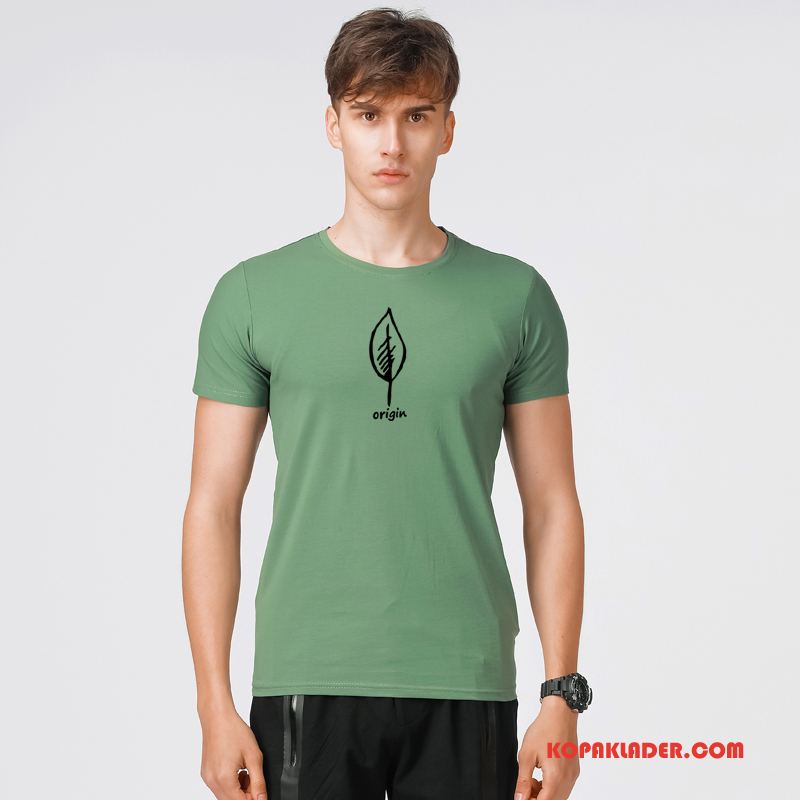 Herr T-shirts Köpa Ny Vår Ärm Kortärmad Trend Ljus Grön
