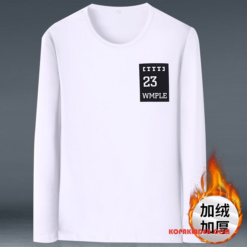 Herr T-shirts Köpa Personlighet Rund Hals Bottenskjorta Ungdom Kashmir Mörk Blå
