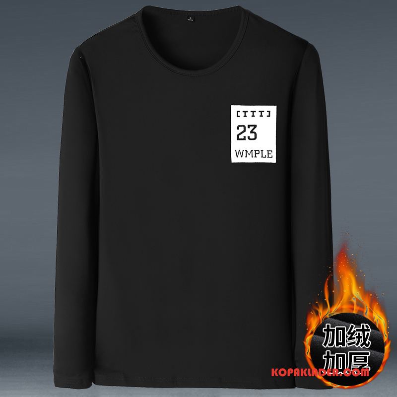 Herr T-shirts Köpa Personlighet Rund Hals Bottenskjorta Ungdom Kashmir Mörk Blå