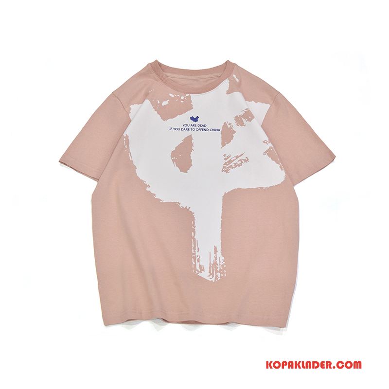 Herr T-shirts Rea Kinesisk Stil Lösa Trend Varumärke Kortärmad Toppar Orange