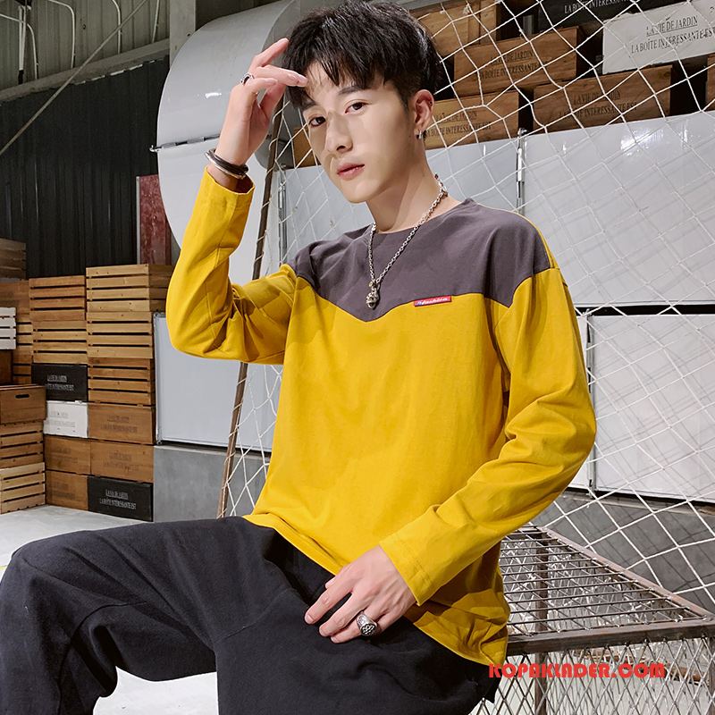 Herr T-shirts Rea Män Bottenskjorta Casual Höst Trend Varumärke Blandade Färger Grå Mörk