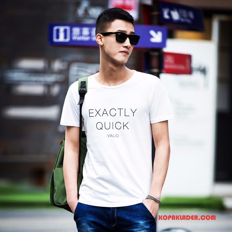 Herr T-shirts Till Salu Ungdom Kortärmad Trend Sommar Lösa Vit