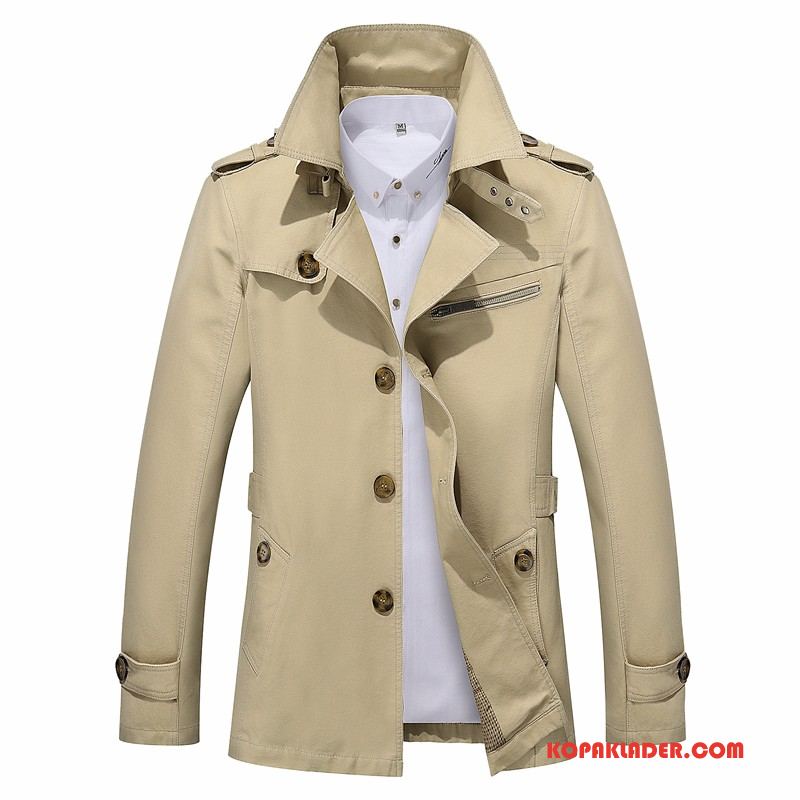 Herr Trenchcoat Billig 2018 Kappor Rockar Vacker Slim Fit Överrock Khaki