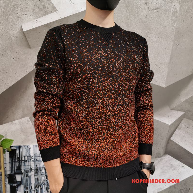 Herr Tröjor Köpa Män Trend Slim Fit Pullover Vinter Svart