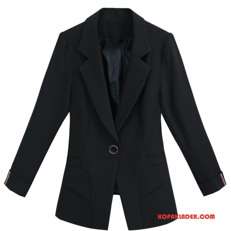 Dam Blazer Online Toppar Elegant Kort Kvinna Trend Svart