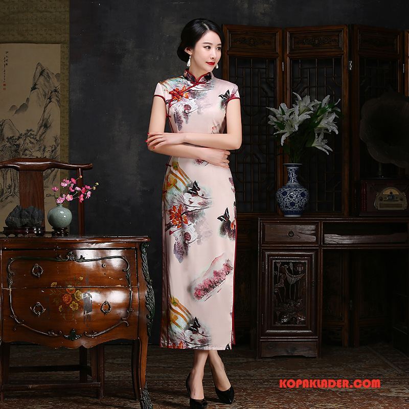 Dam Cheongsam Rea Slim Fit Trend Eleganta Sommar 2018 Rosa