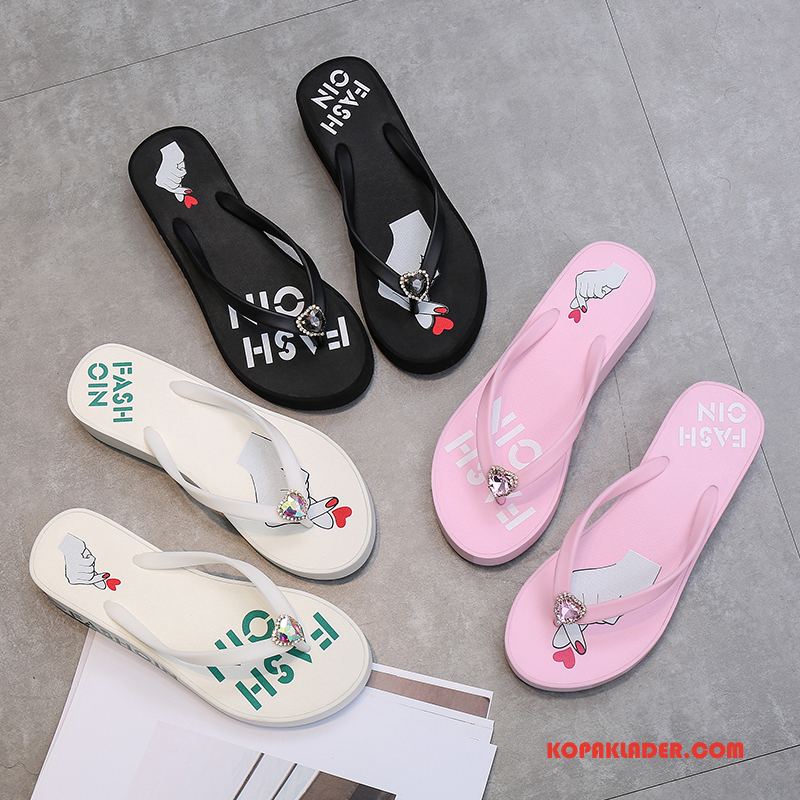 Dam Flip-flops Billig Flip Flops Med Tjocka Sulor Gummi Glidskydds Sommar Svart