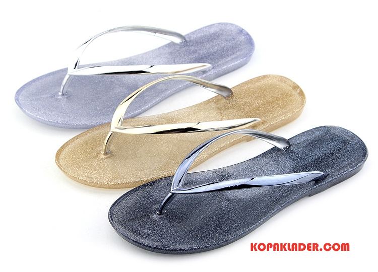 Dam Flip-flops Billig Platta Tofflor Glas Stranden Sommar Svart