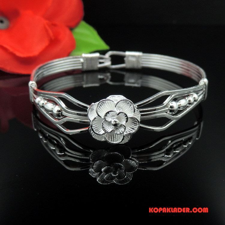 Dam Silver Smycken Billig Blommor Rose Handgjord Kvinna Armband Silver