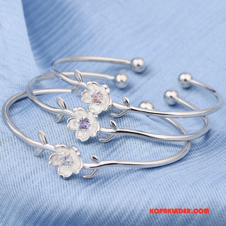 Dam Silver Smycken Billigt Accessoar Handgjord Kreativa Blommor Armband Silver