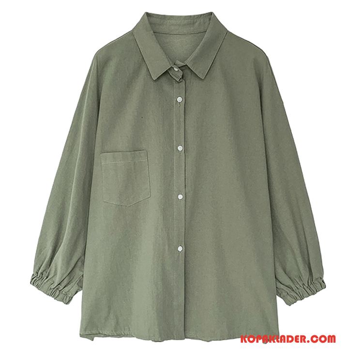 Dam Skjorta Rea Toppar Chiffong Vår Mode Trend Grön