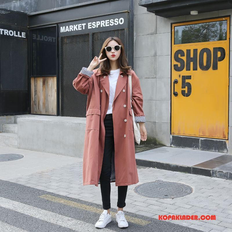 Dam Trenchcoat Billig Gata Casual 2018 Mode Slim Fit Karamell Till