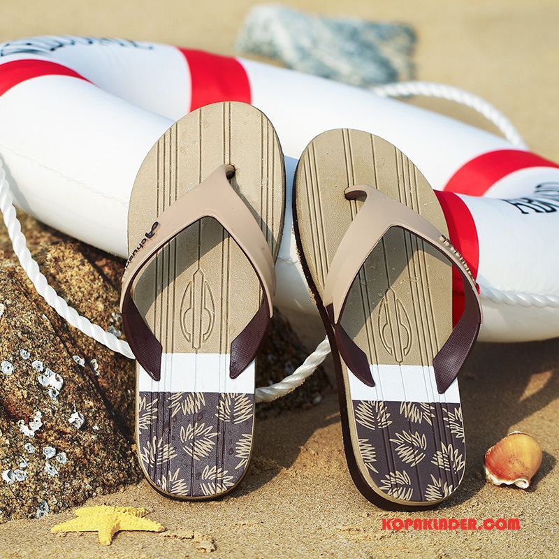 Herr Flip-flops Butik Trend Sommar Anti Friktion Stranden Flip Flops Khaki