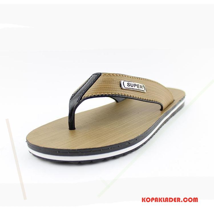 Herr Flip-flops Till Salu Platta Tofflor Skor Glidskydds Trend Khaki