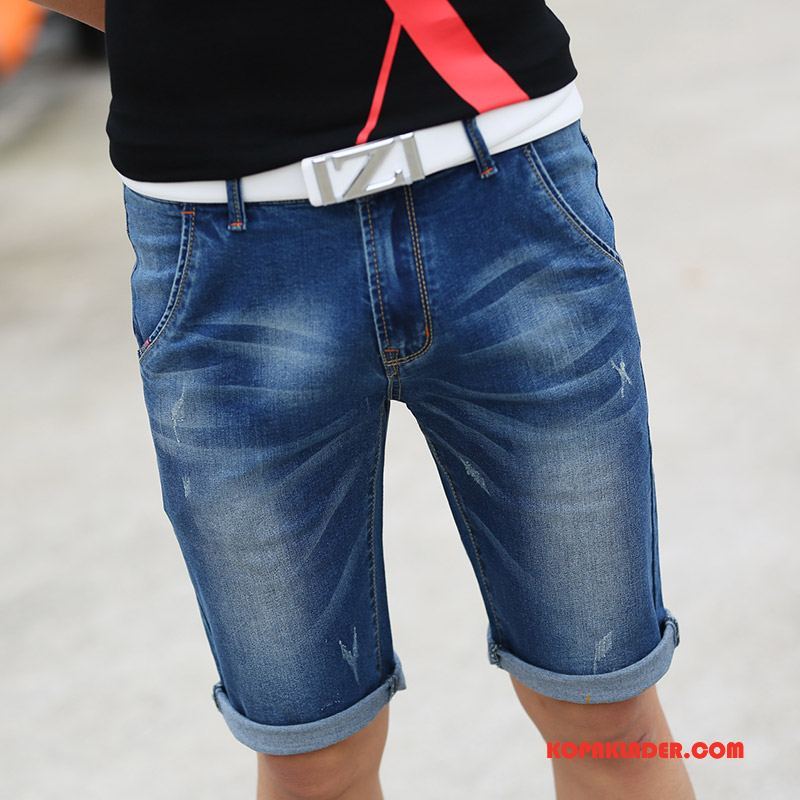 Herr Jeans Billigt Trend Denim Mode Liten Sommar Blå