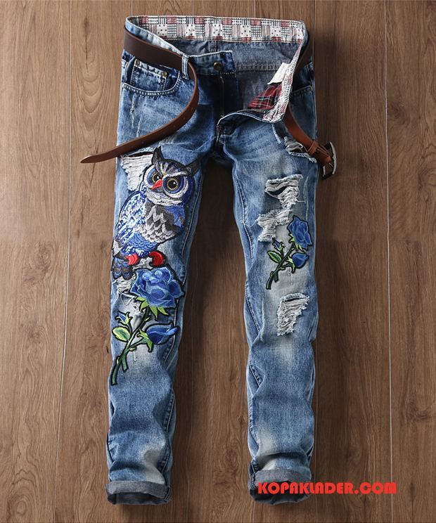 Herr Jeans Rabatt Rossläktet Rakt Män Blommor Trend Blå