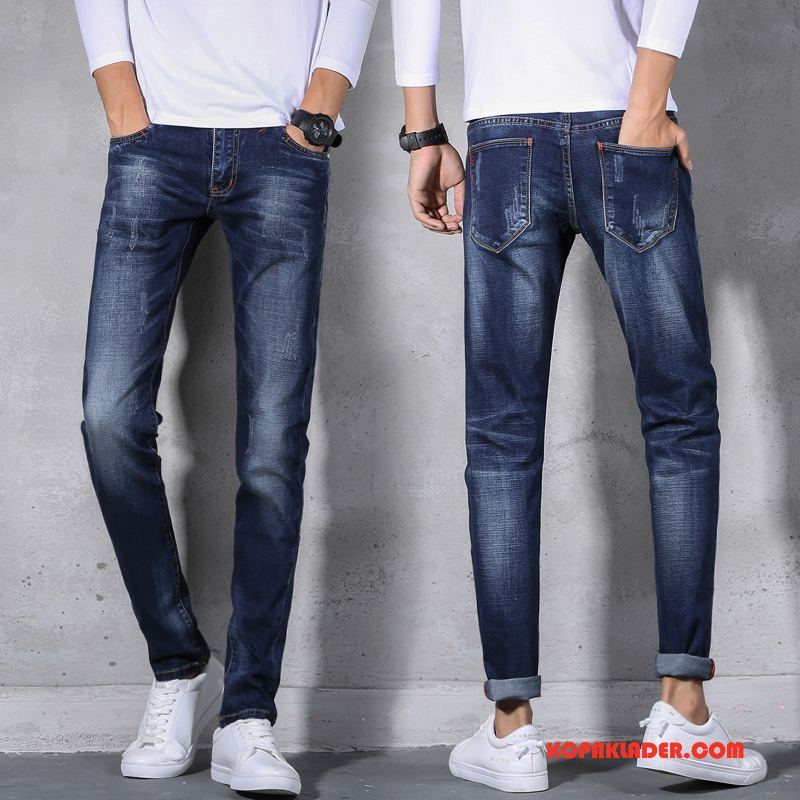 Herr Jeans Rea Trend Varumärke Cigarettbyxor Mode Stretch Blå Svart