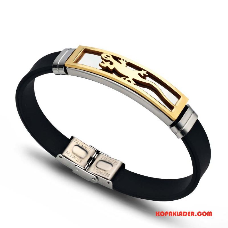 Herr Silver Smycken Billig Silikon Personlighet Mode Enkel Armband Guld