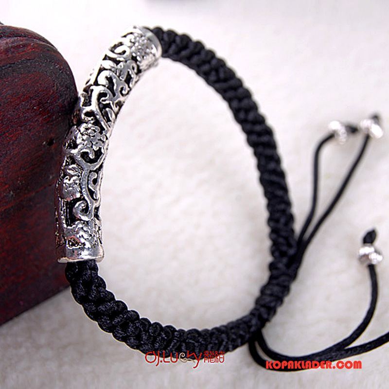 Herr Silver Smycken Köpa Armband Handgjord Nya Produkter Bra Försäljning Kinesisk Drake Beige Silver Svart