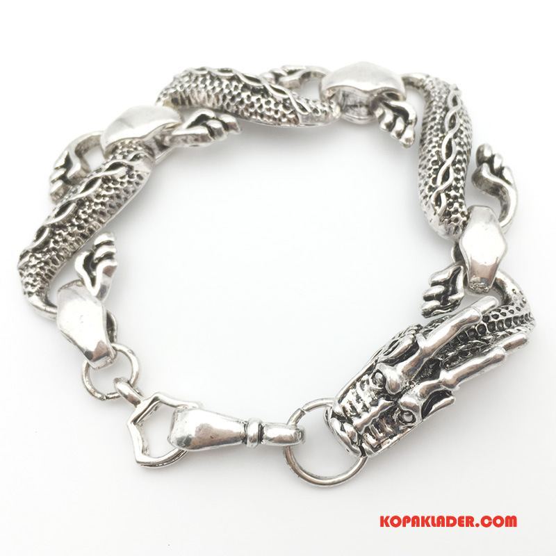 Herr Silver Smycken Online Personlighet Mode Kinesisk Drake Armband Europa Silver