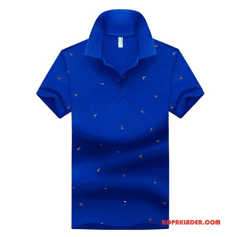 Herr T-shirts Billigt Halv Ärm Sommar Casual Business Polo Mörkblå