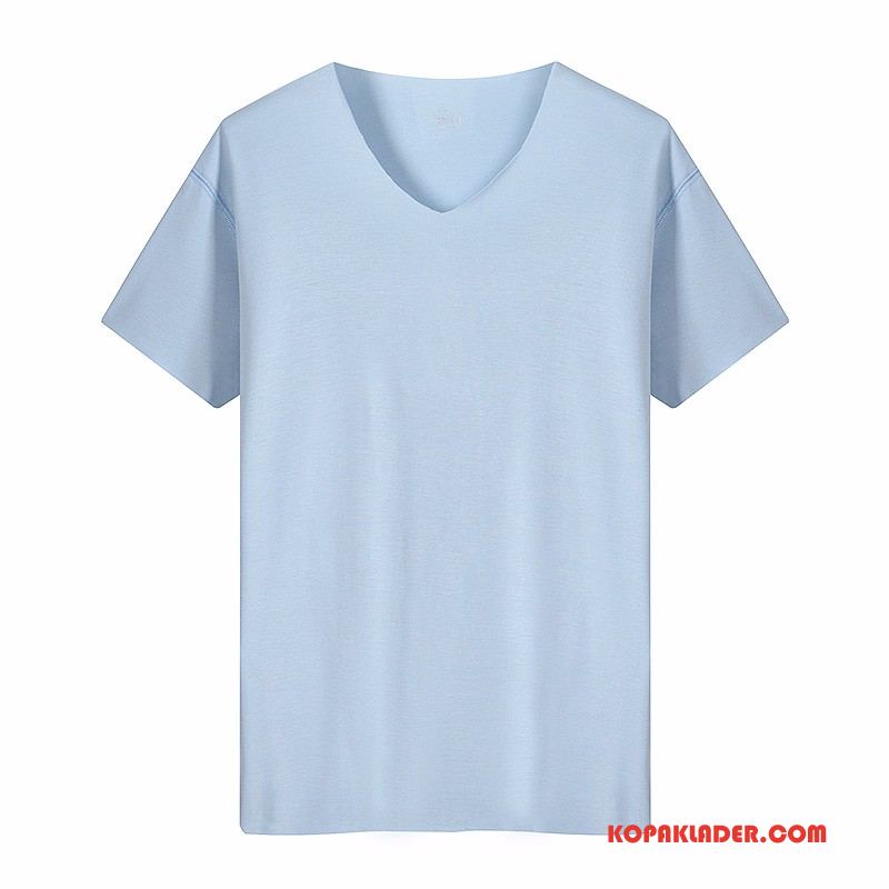 Herr T-shirts Billigt Kortärmad Blå