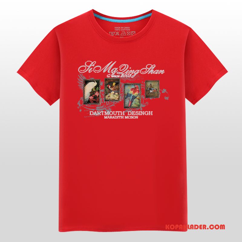 Herr T-shirts Billigt Slim Fit Ny Kortärmad Trend Mode Röd