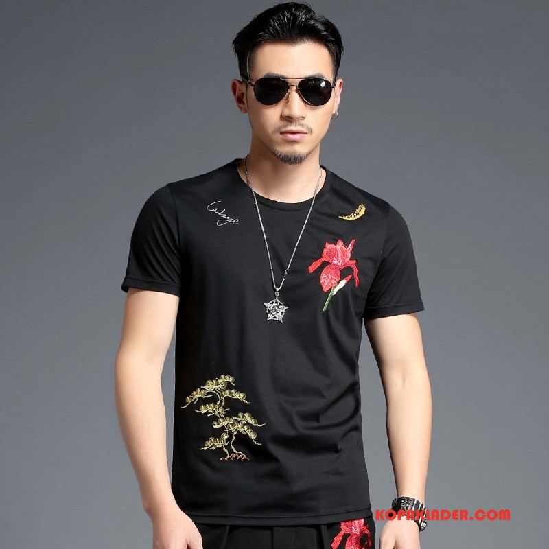 Herr T-shirts Butik Bomull Personlighet Kortärmad Kinesisk Stil Trend Svart