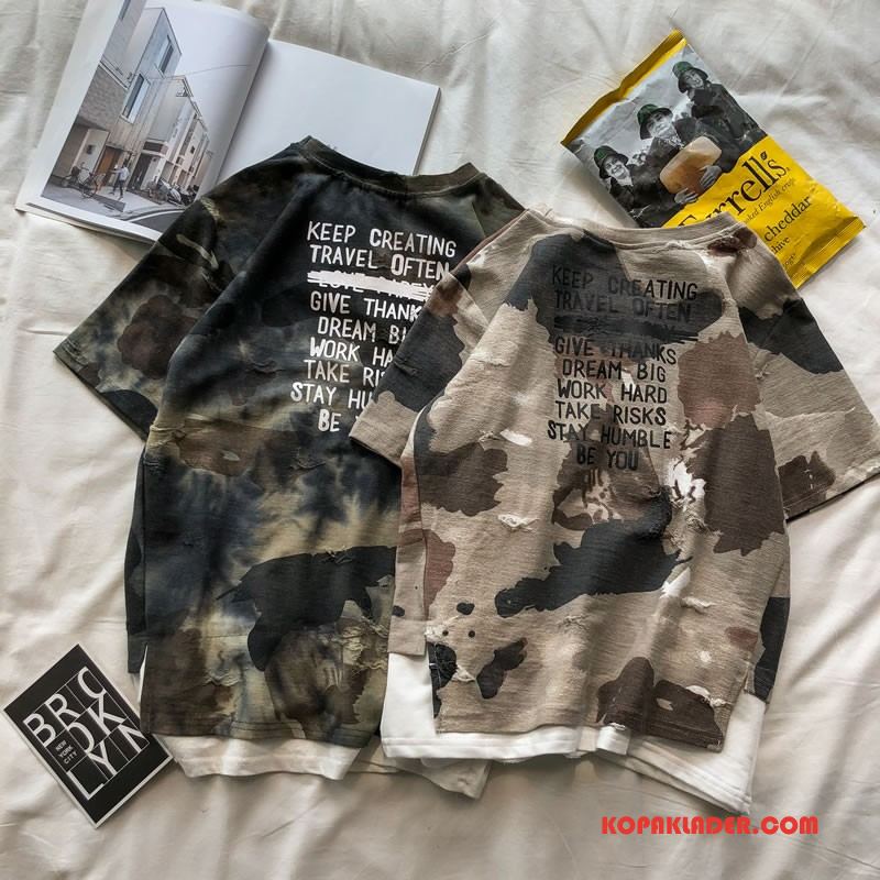 Herr T-shirts Rea Sommar Trend Varumärke Ny Kortärmad Lösa Camouflage Mörk